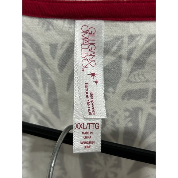 Gilligan & OMalley NWT White Gray Cotton Pajama Set Red Piping Sz XXL - Picture 5 of 15